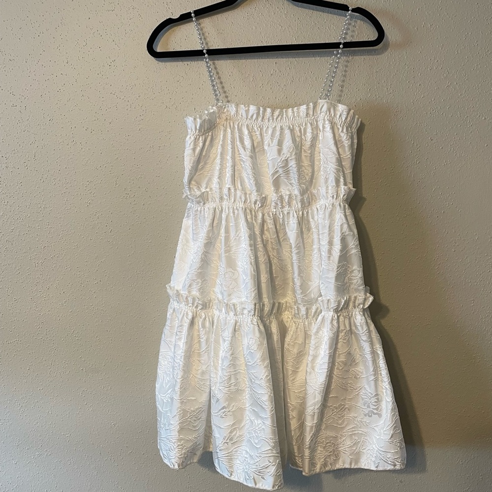 Beautiful white beaded sleeve short dress